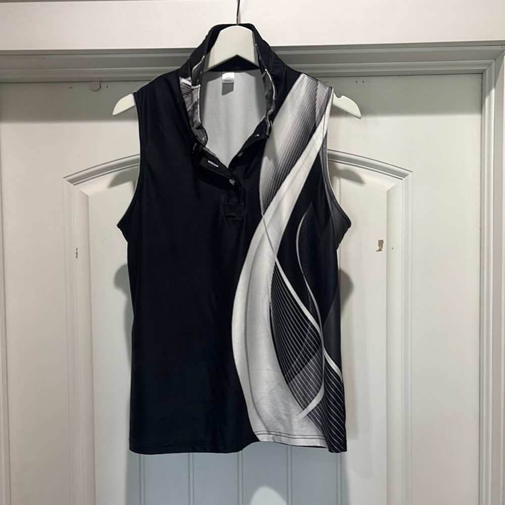 Black and White Graphic Sleeveless GOLF Tank Top